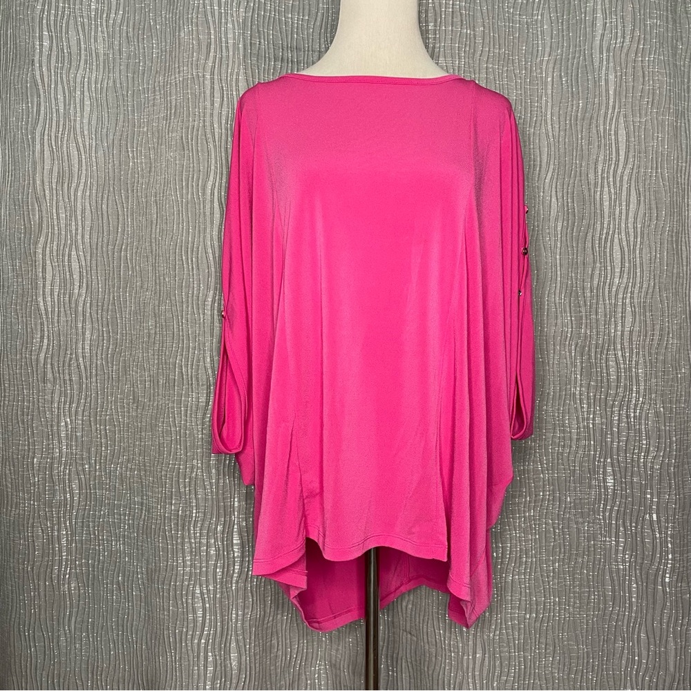 Lane Bryant bubblegum pink dolman button down sleeve blouse